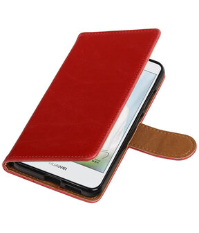 Rood Pull-Up PU booktype wallet cover hoesje voor Huawei Nova Plus