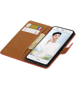 Rood Pull-Up PU booktype wallet cover hoesje voor Huawei Nova Plus