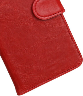 Rood Pull-Up PU booktype wallet cover hoesje voor Huawei Nova Plus