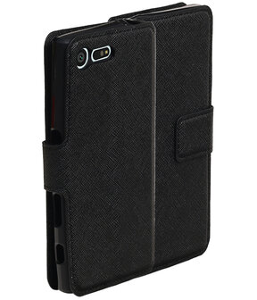 Zwart Sony Xperia X Compact TPU wallet case booktype hoesje HM Book