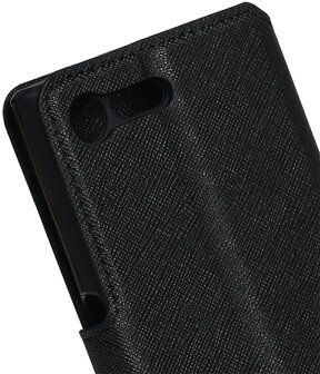 Zwart Sony Xperia X Compact TPU wallet case booktype hoesje HM Book