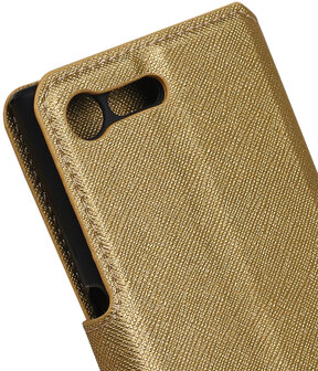 Goud Sony Xperia X Compact TPU wallet case booktype hoesje HM Book