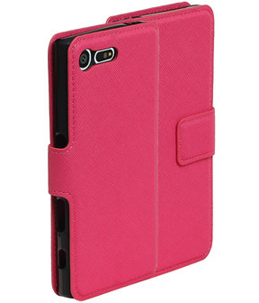 Roze Sony Xperia X Compact TPU wallet case booktype hoesje HM Book