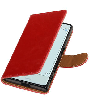 Rood Pull-Up PU booktype wallet cover hoesje voor Sony Xperia X Compact