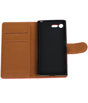 Rood Pull-Up PU booktype wallet cover hoesje voor Sony Xperia X Compact