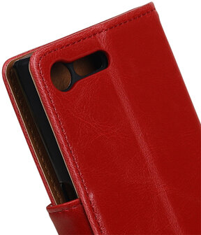 Rood Pull-Up PU booktype wallet cover hoesje voor Sony Xperia X Compact