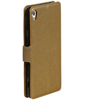 Goud Sony Xperia XA TPU wallet case booktype hoesje HM Book