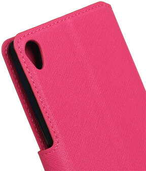 Roze Sony Xperia XA TPU wallet case booktype hoesje HM Book