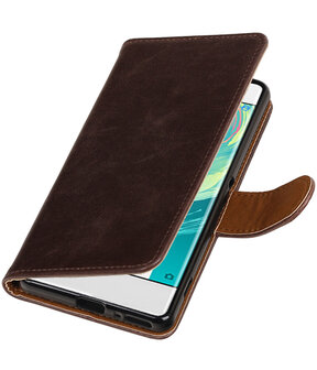 Mocca Pull-Up PU booktype wallet cover hoesje voor Sony Xperia XA