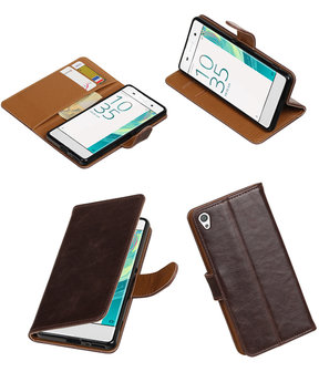 Mocca Pull-Up PU booktype wallet cover hoesje voor Sony Xperia XA