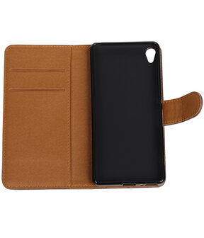 Mocca Pull-Up PU booktype wallet cover hoesje voor Sony Xperia XA