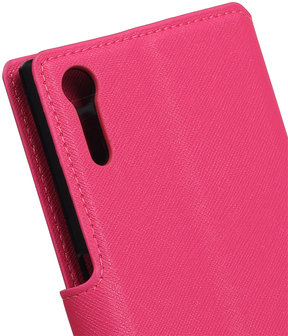 Roze Sony Xperia XZ TPU wallet case booktype hoesje HM Book