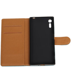 Blauw Pull-Up PU booktype wallet cover hoesje voor Sony Xperia XZ