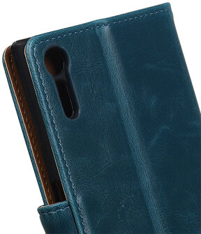 Blauw Pull-Up PU booktype wallet cover hoesje voor Sony Xperia XZ