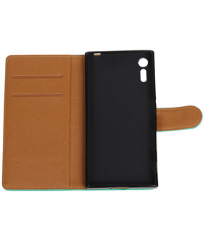 Groen Pull-Up PU booktype wallet cover hoesje voor Sony Xperia XZ