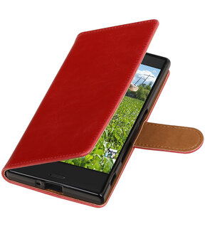 Rood Pull-Up PU booktype wallet cover hoesje voor Sony Xperia XZ