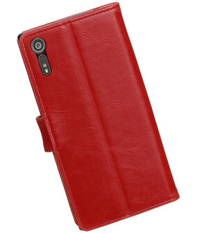 Rood Pull-Up PU booktype wallet cover hoesje voor Sony Xperia XZ