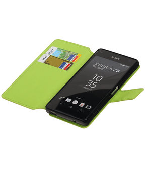 Groen Sony Xperia Z3 Compact TPU wallet case booktype hoesje HM Book