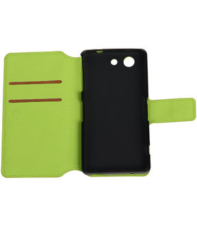 Groen Sony Xperia Z3 Compact TPU wallet case booktype hoesje HM Book