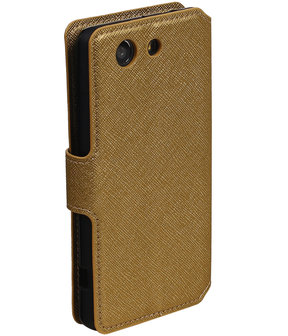 Goud Sony Xperia Z3 Compact TPU wallet case booktype hoesje HM Book