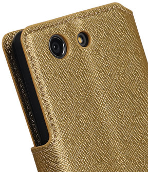 Goud Sony Xperia Z3 Compact TPU wallet case booktype hoesje HM Book