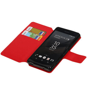 Rood Sony Xperia Z3 Compact TPU wallet case booktype hoesje HM Book