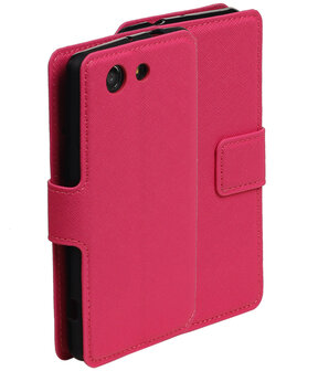 Roze Sony Xperia Z3 Compact TPU wallet case booktype hoesje HM Book