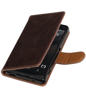 Mocca Pull-Up PU booktype wallet cover hoesje voor Sony Xperia Z3 Compact