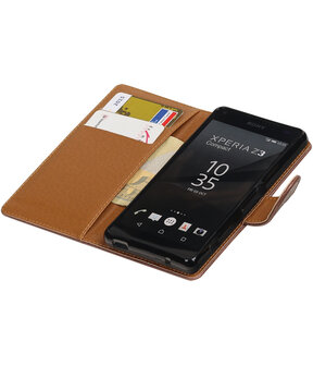 Mocca Pull-Up PU booktype wallet cover hoesje voor Sony Xperia Z3 Compact