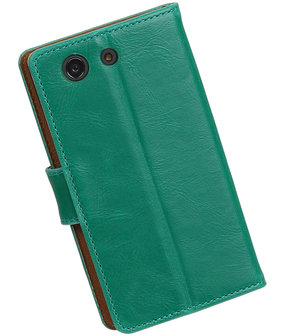 Groen Pull-Up PU booktype wallet cover hoesje voor Sony Xperia Z3 Compact