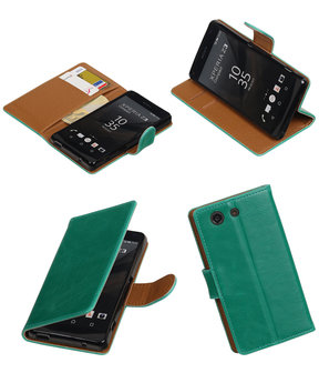 Groen Pull-Up PU booktype wallet cover hoesje voor Sony Xperia Z3 Compact