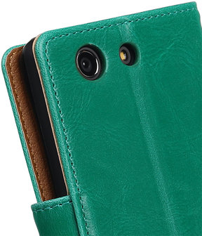 Groen Pull-Up PU booktype wallet cover hoesje voor Sony Xperia Z3 Compact