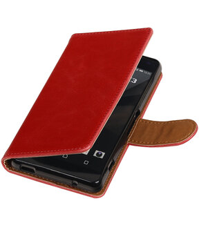 Rood Pull-Up PU booktype wallet cover hoesje voor Sony Xperia Z3 Compact