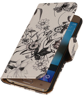 Zwart Bloem Booktype wallet hoesje voor Apple iPhone 6 / 6s