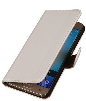 Wit Leder Look Booktype wallet hoesje voor Apple iPhone 6 / 6s Plus