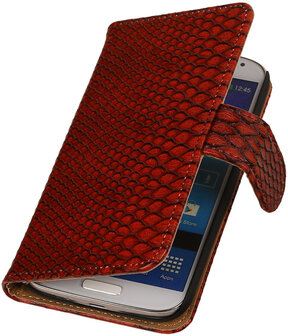 Rood Slang booktype wallet cover hoesje voor Samsung Galaxy S5 Active G870