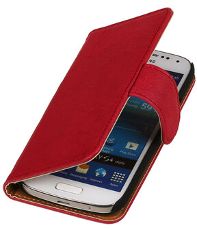 Roze Echt Leer Leder booktype wallet hoesje voor Huawei Ascend G525