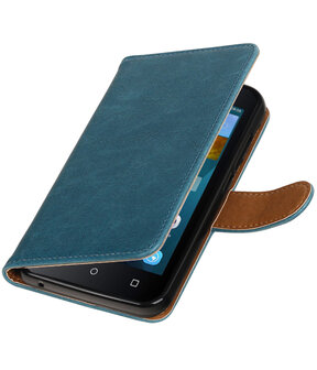 Blauw Pull-Up PU booktype wallet hoesje voor Huawei Y560 / Y5