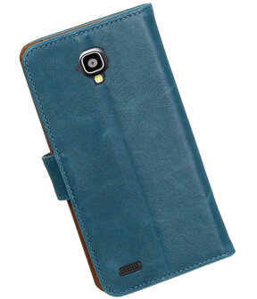 Blauw Pull-Up PU booktype wallet hoesje voor Huawei Y560 / Y5