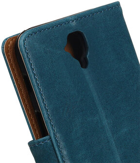 Blauw Pull-Up PU booktype wallet hoesje voor Huawei Y560 / Y5