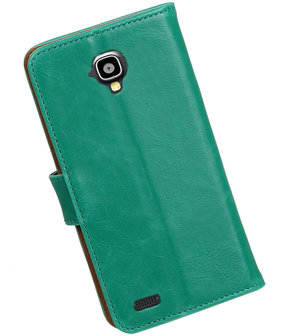 Groen Pull-Up PU booktype wallet hoesje voor Huawei Y560 / Y5