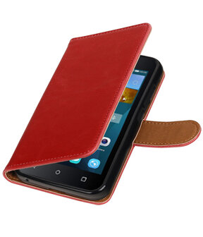 Rood Pull-Up PU booktype wallet hoesje voor Huawei Y560 / Y5