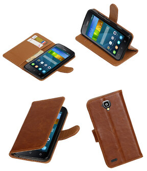 Bruin Pull-Up PU booktype wallet hoesje voor Huawei Y560 / Y5
