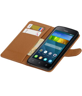 Bruin Pull-Up PU booktype wallet hoesje voor Huawei Y560 / Y5