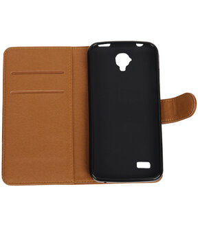 Bruin Pull-Up PU booktype wallet hoesje voor Huawei Y560 / Y5