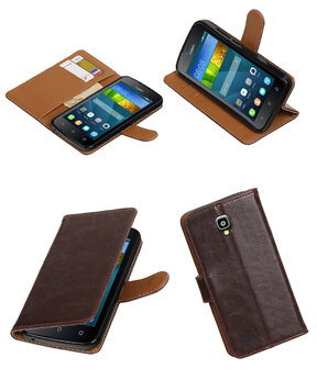 Mocca Pull-Up PU booktype wallet hoesje voor Huawei Y560 / Y5