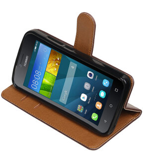 Mocca Pull-Up PU booktype wallet hoesje voor Huawei Y560 / Y5