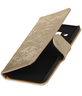 Goud Lace booktype cover hoesje voor Samsung Galaxy J7 2016