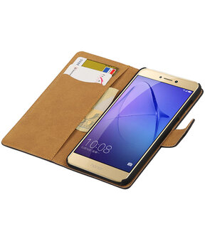 Zwart Effen booktype wallet cover hoesje voor Huawei P8 Lite 2017 / P9 Lite 2017