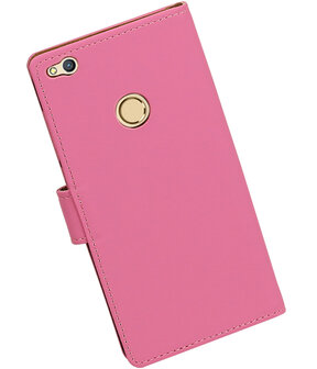 Roze Effen booktype wallet cover hoesje voor Huawei P8 Lite 2017 / P9 Lite 2017